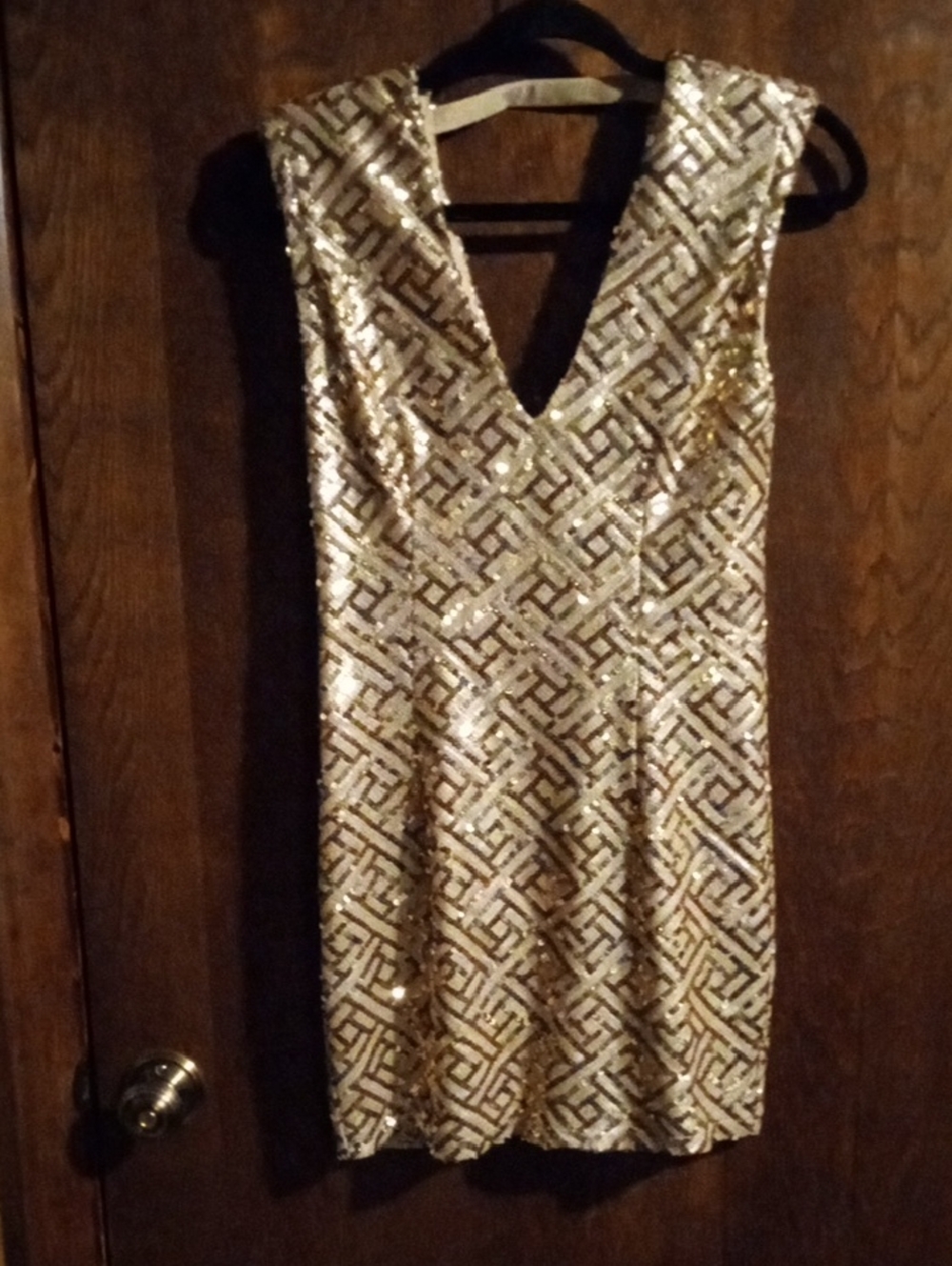Gold Sequin V-Neck Mini Dress